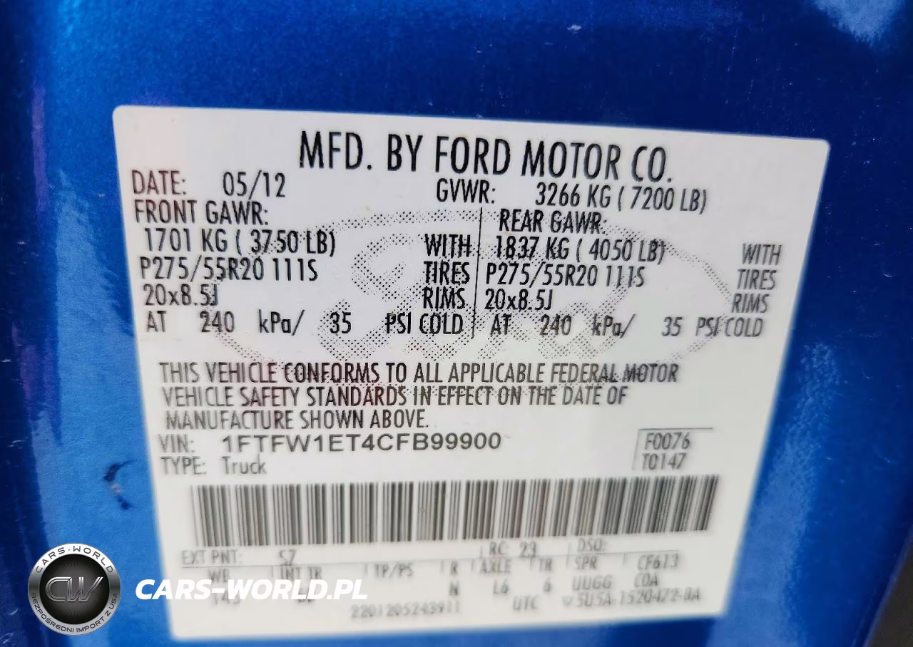 2012 Ford F150 Supercrew VIN:1FTFW1ET4CFB99900 - 12
