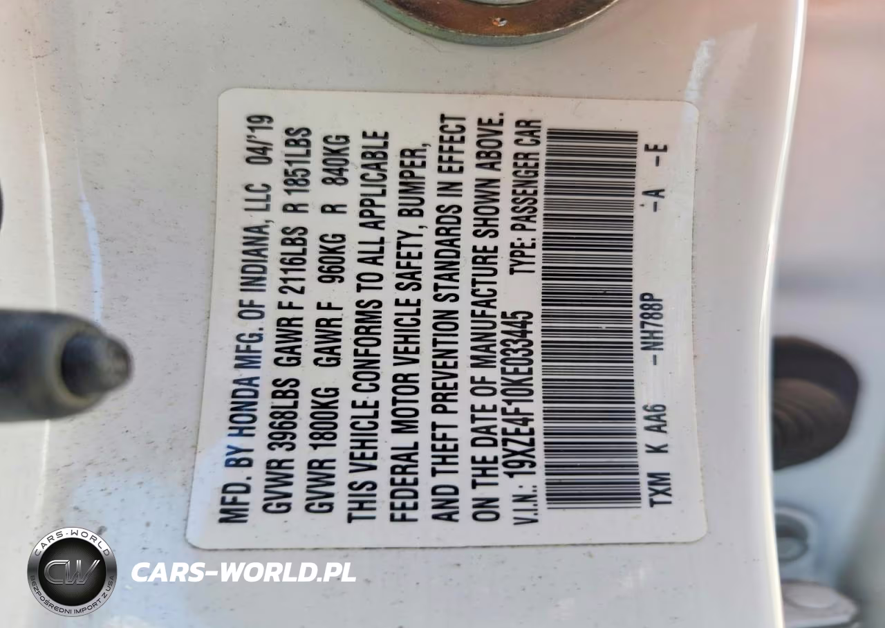 2019 Honda Insight Lx VIN:19XZE4F10KE033445 - 12