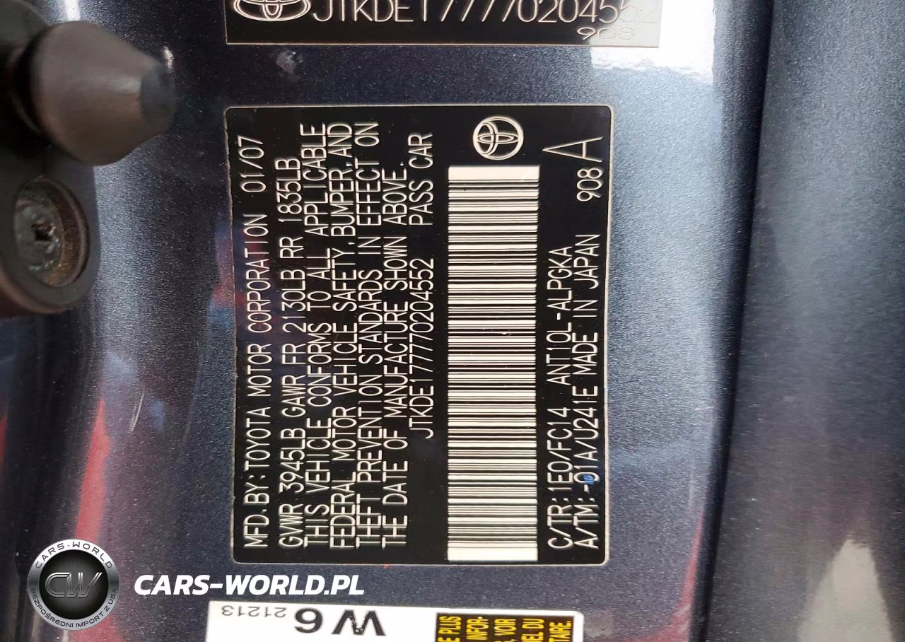 2007 Scion Tc Base VIN:JTKDE177770204552 - 12