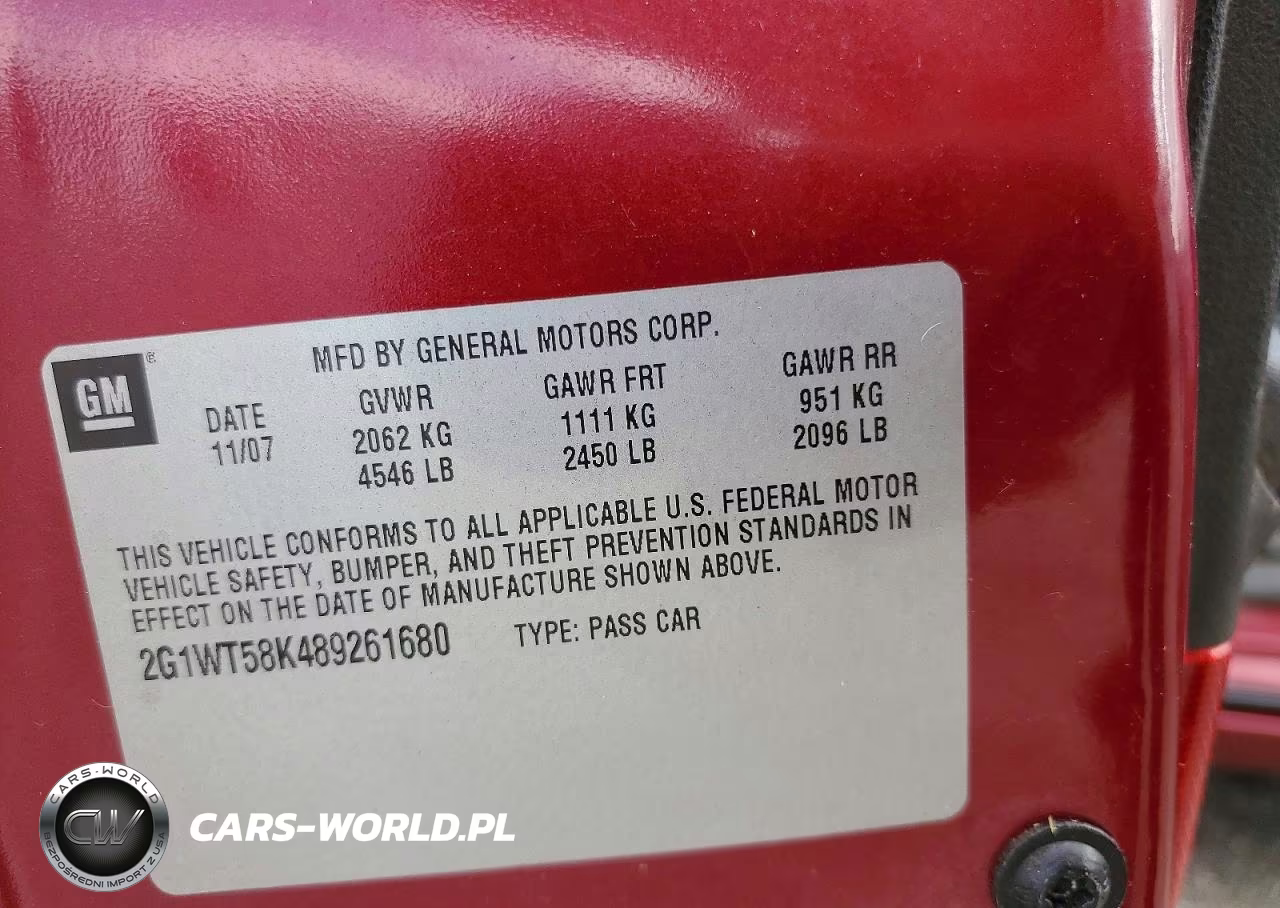 2008 Chevrolet Impala Lt VIN:2G1WT58K489261680 - 12
