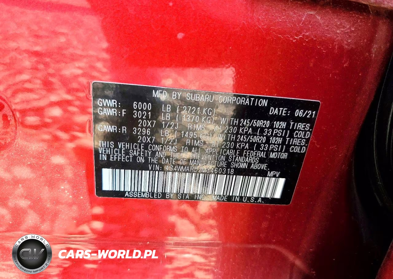 2021 Subaru Ascent Touring VIN:4S4WMARD2M3460318 - 13