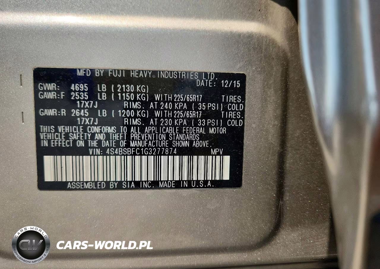 2016 Subaru Outback 2.5I Premium VIN:4S4BSBFC1G3277874 - 13