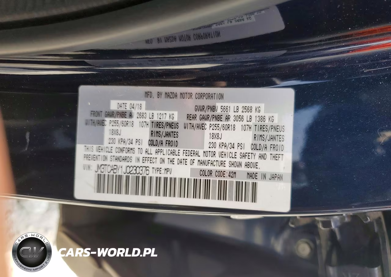 2018 Mazda Cx-9 Sport VIN:JM3TCABY1J0230376 - 13