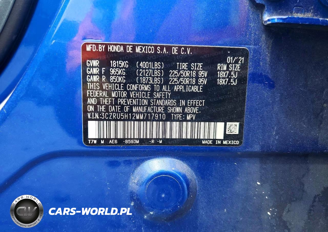 2021 Honda Hr-V Sport VIN:3CZRU5H12MM717910 - 14