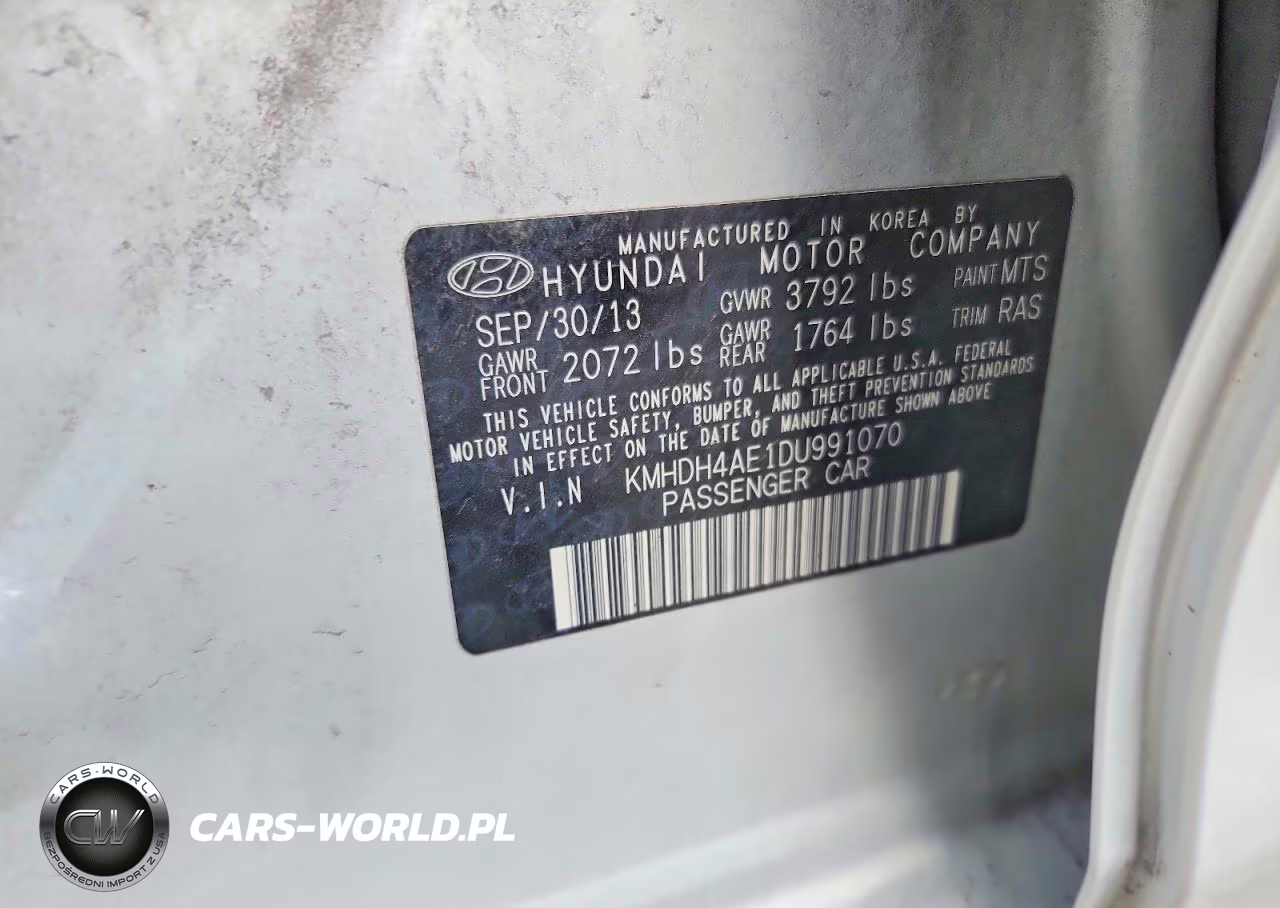 2013 Hyundai Elantra Gls VIN:KMHDH4AE1DU991070 - 12