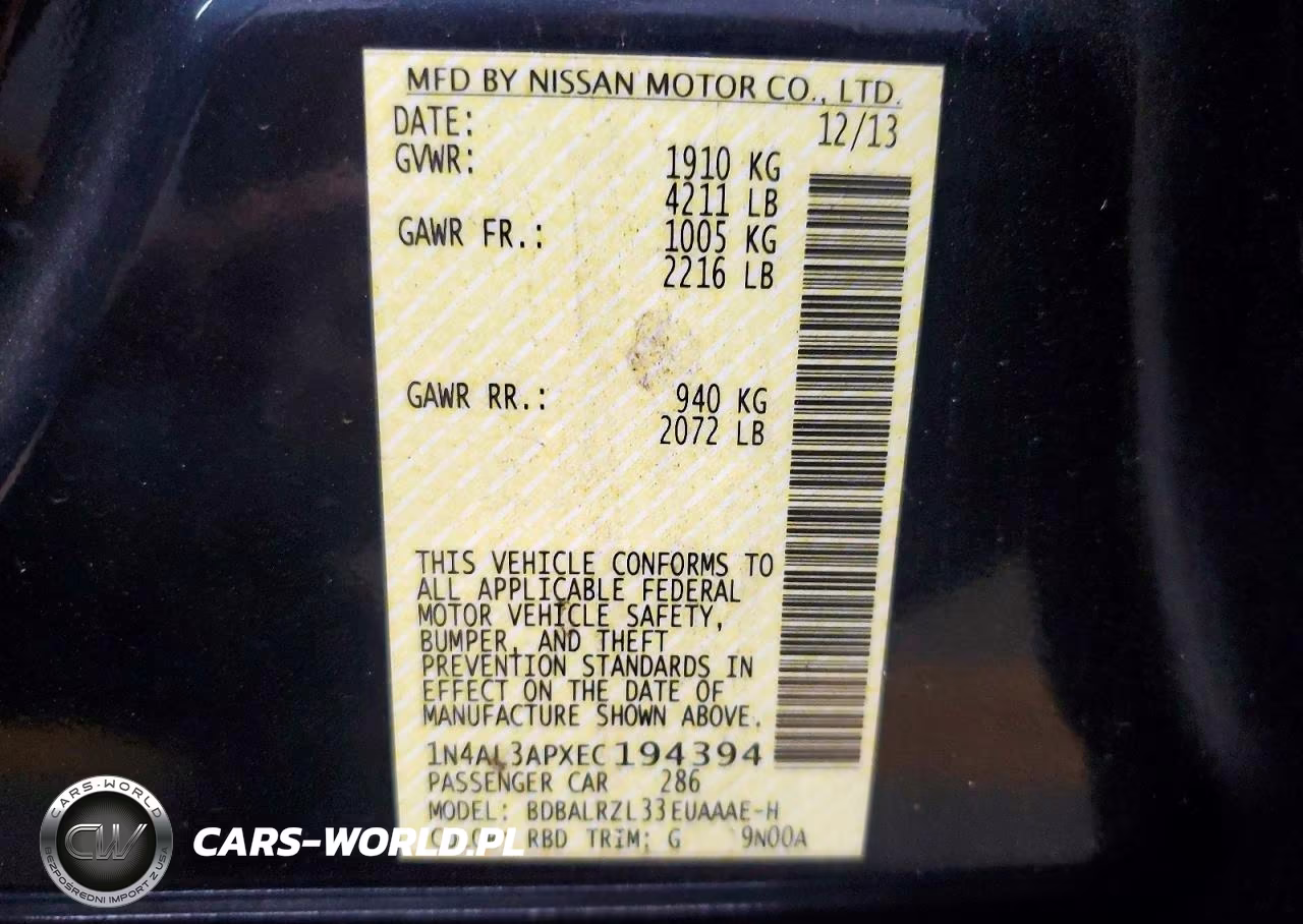 2014 Nissan Altima 2.5 VIN:1N4AL3APXEC194394 - 12
