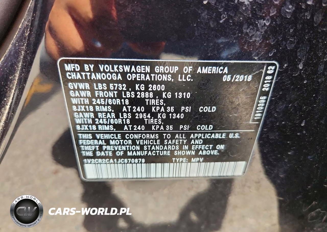 2018 Volkswagen Atlas Se VIN:1V2CR2CA1JC570879 - 13