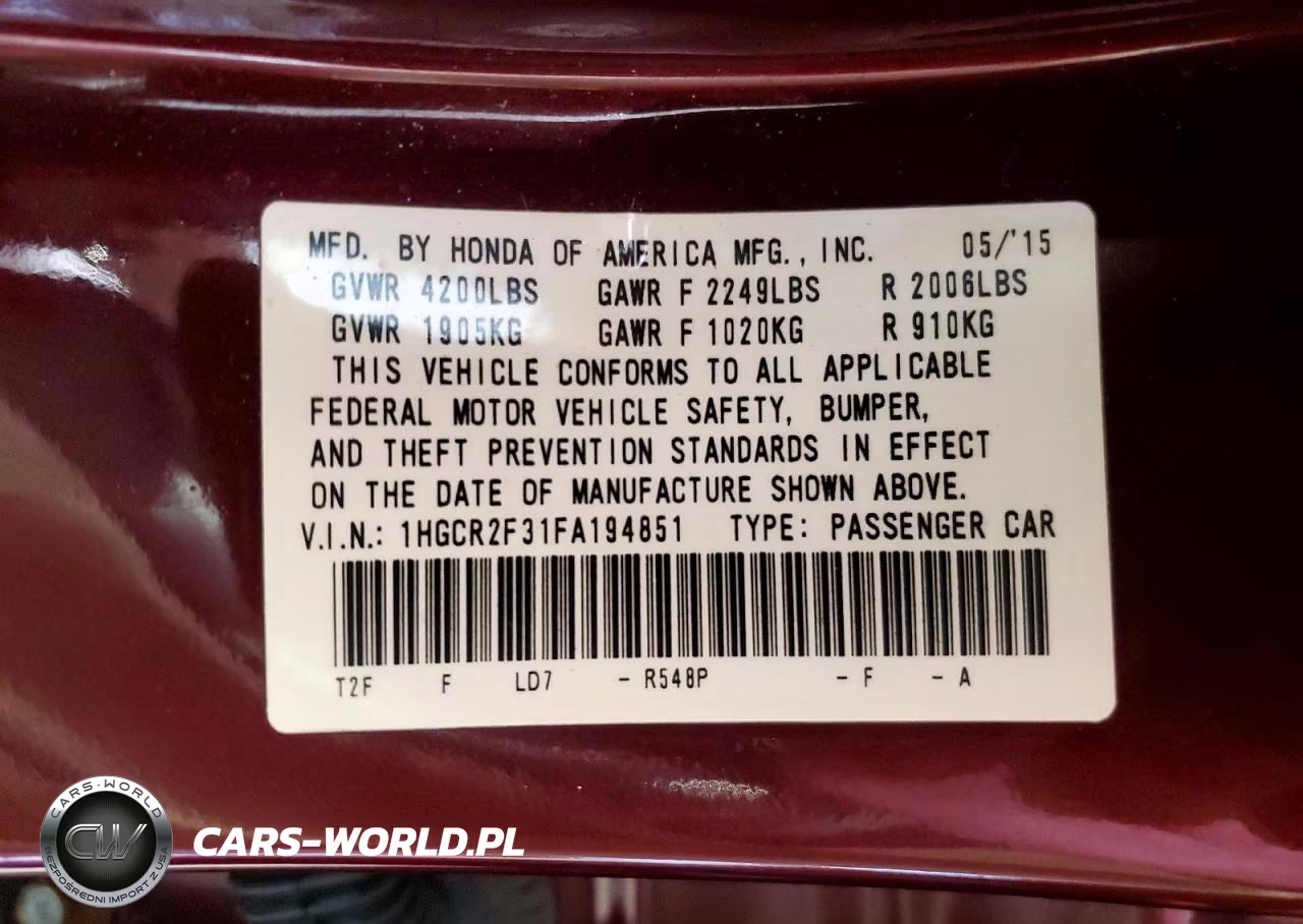 2015 Honda Accord Lx VIN:1HGCR2F31FA194851 - 13