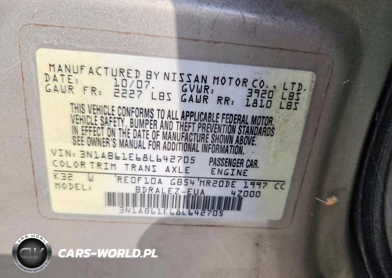 2008 Nissan Sentra 2.0 VIN:3N1AB61E68L642705 - 12
