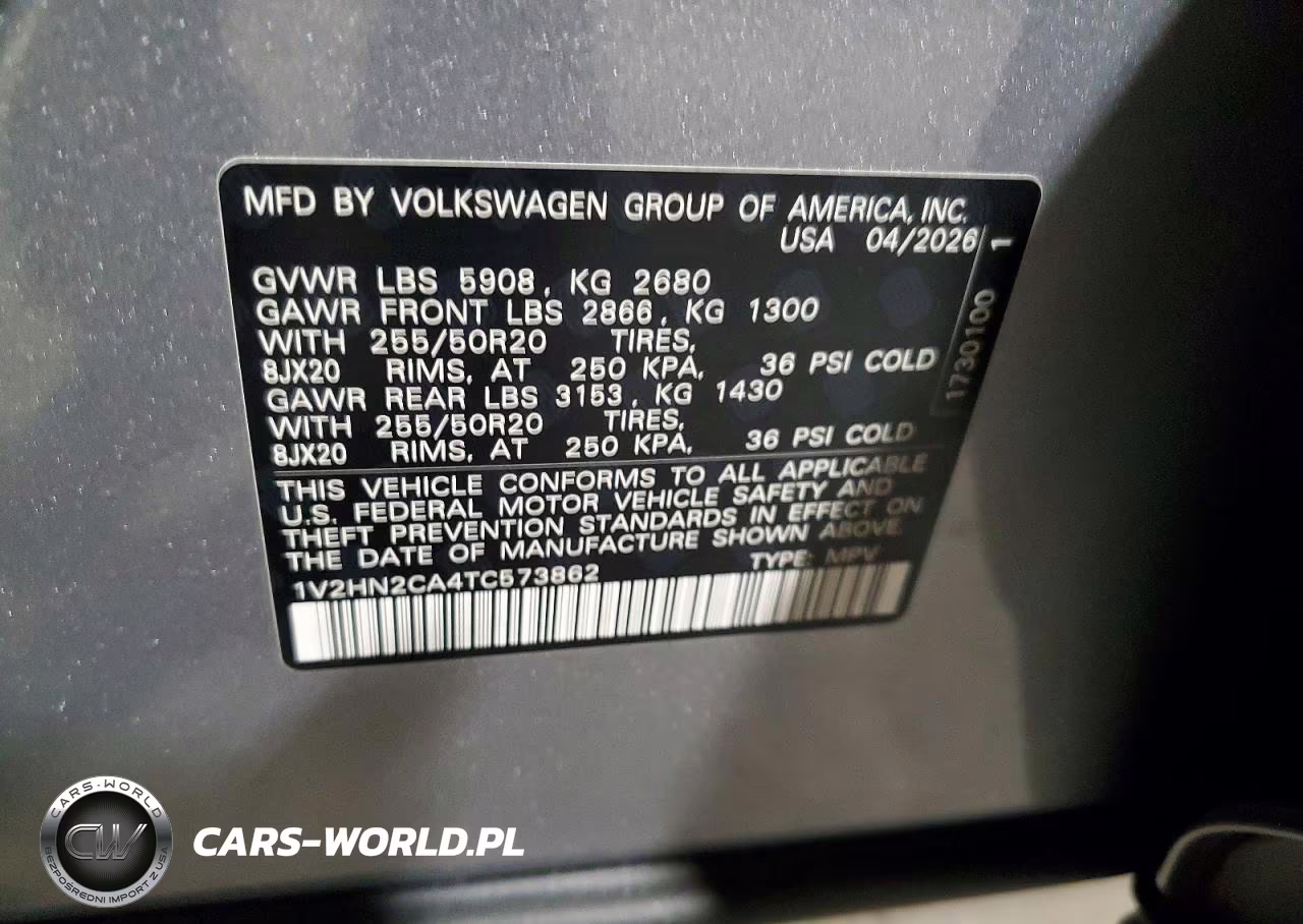 2026 Volkswagen Atlas Se VIN:1V2HN2CA4TC573862 - 13