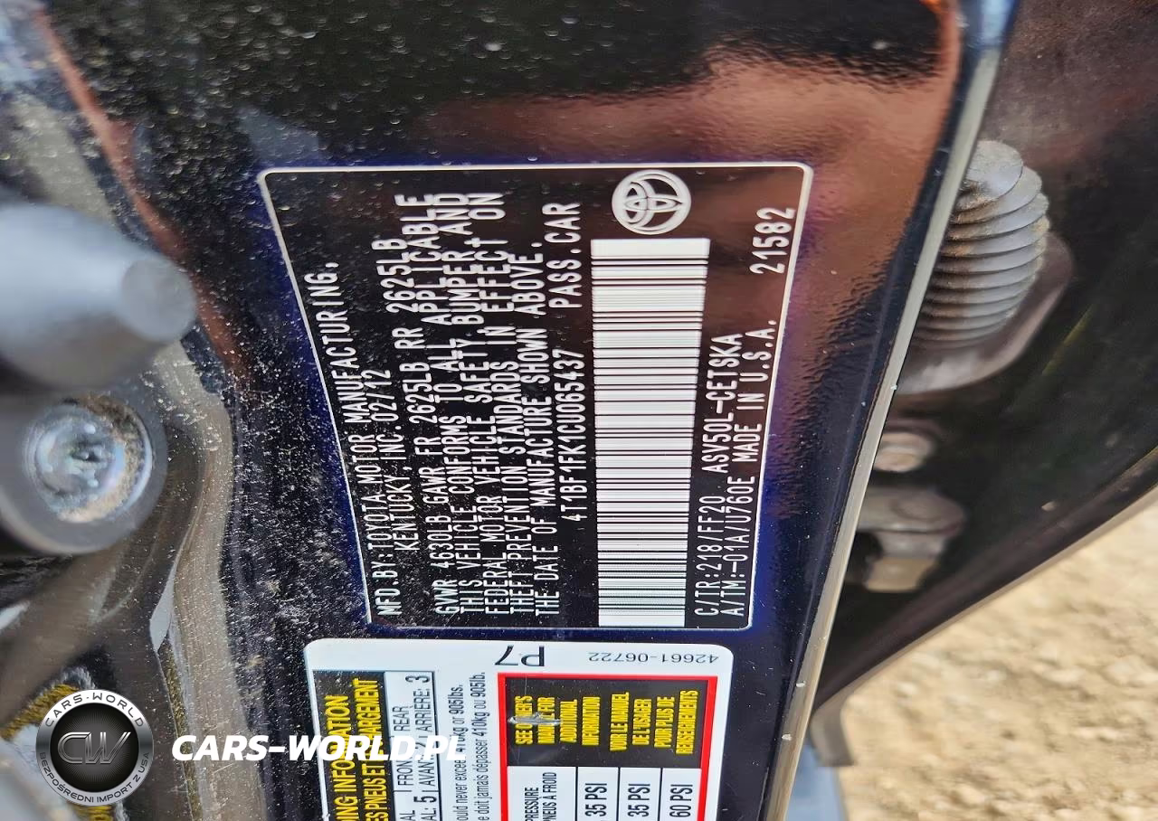 2012 Toyota Camry Se VIN:4T1BF1FK1CU065437 - 12