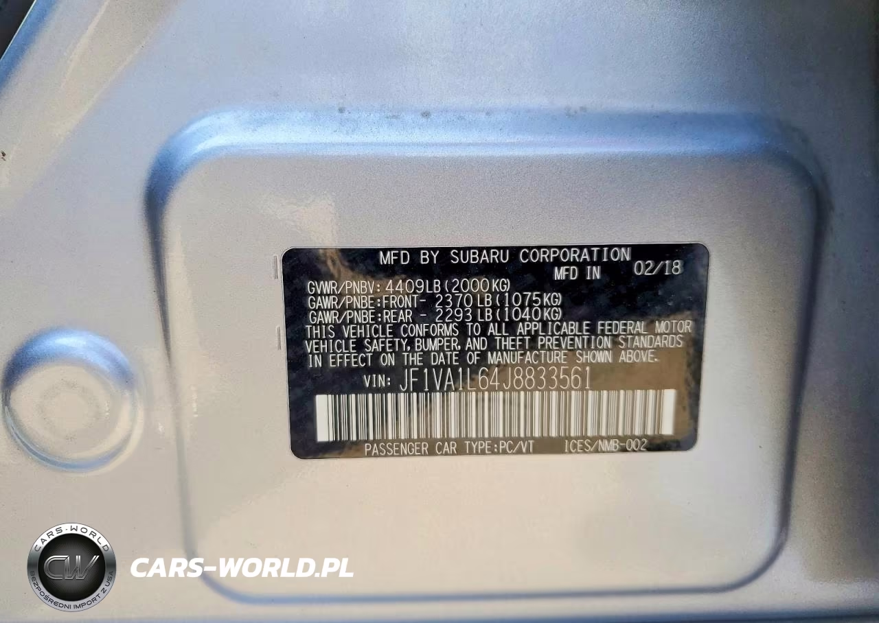2018 Subaru Wrx Limited VIN:JF1VA1L64J8833561 - 12