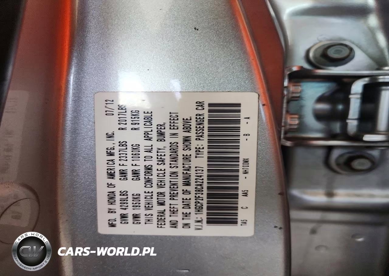 2012 Honda Accord Lx VIN:1HGCP2F38CA224137 - 12