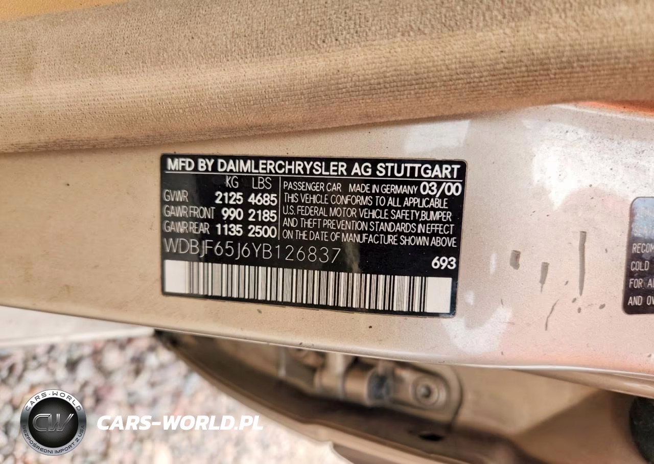 2000 Mercedes-Benz E 320 VIN:WDBJF65J6YB126837 - 12