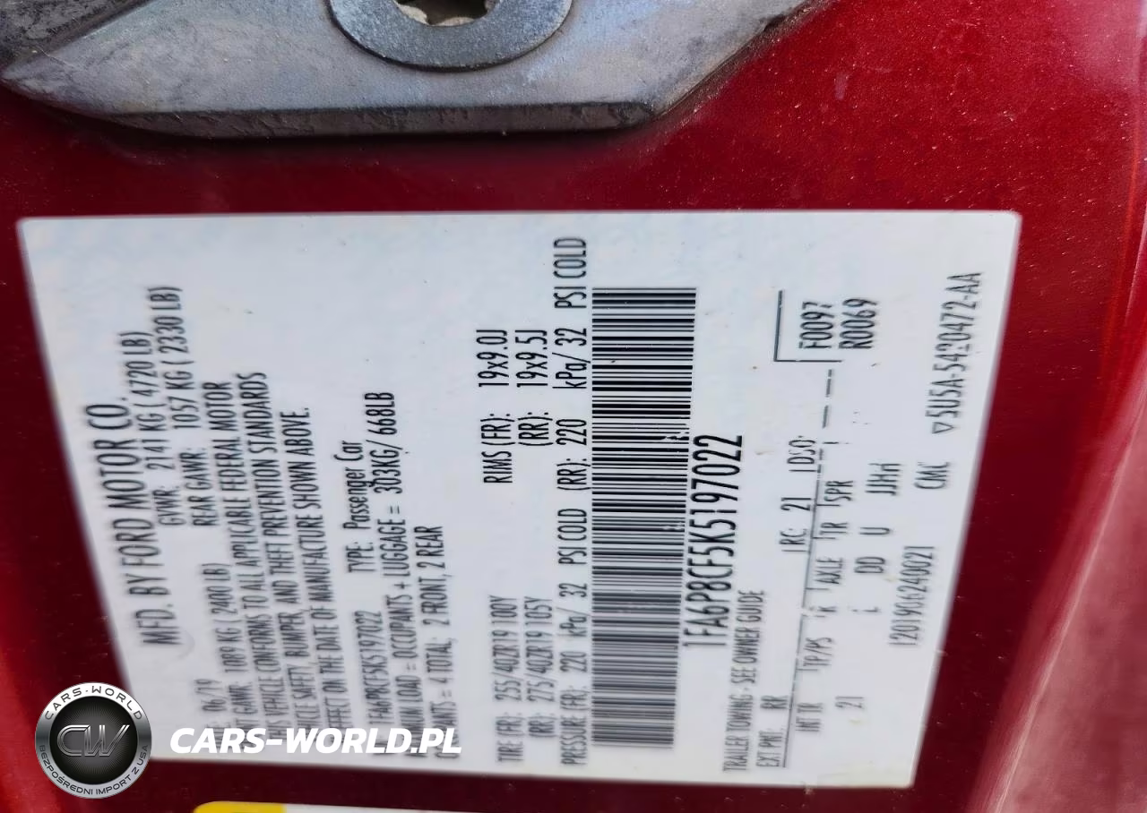 2019 Ford Mustang Gt VIN:1FA6P8CF5K5197022 - 12