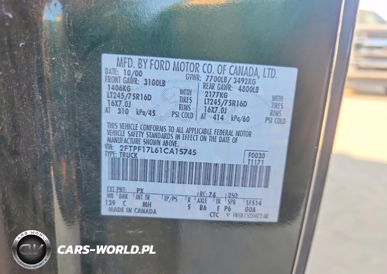 2001 Ford F150 VIN:2FTPF17L61CA15745 - 12