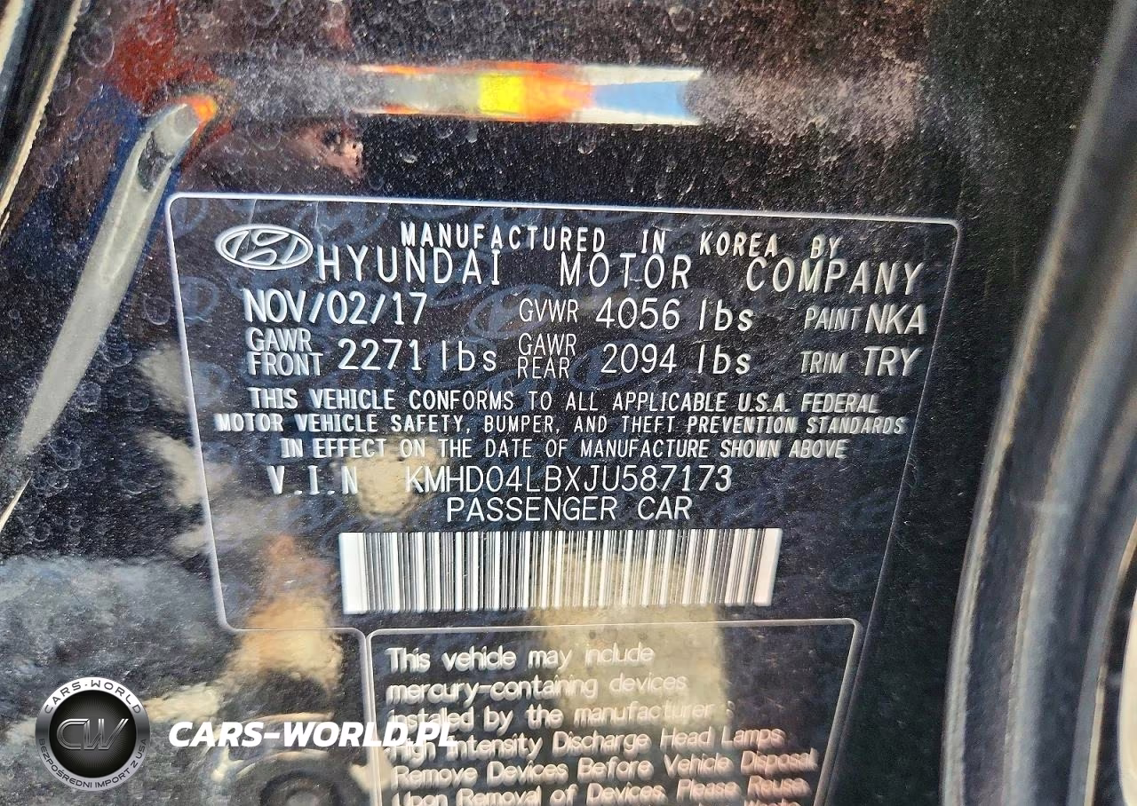 2018 Hyundai Elantra Sport VIN:KMHD04LBXJU587173 - 12