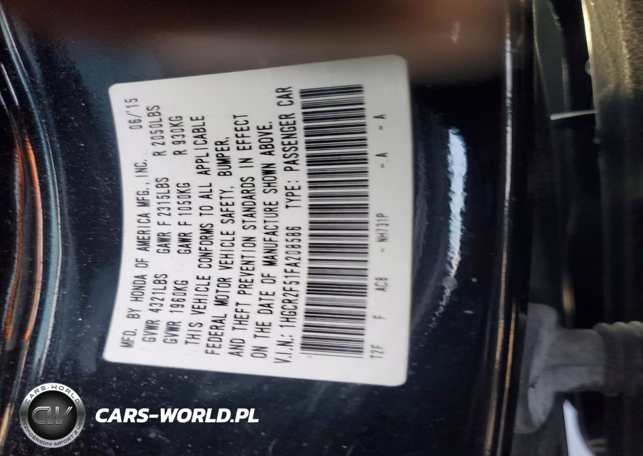 2015 Honda Accord Sport VIN:1HGCR2F51FA208586 - 12