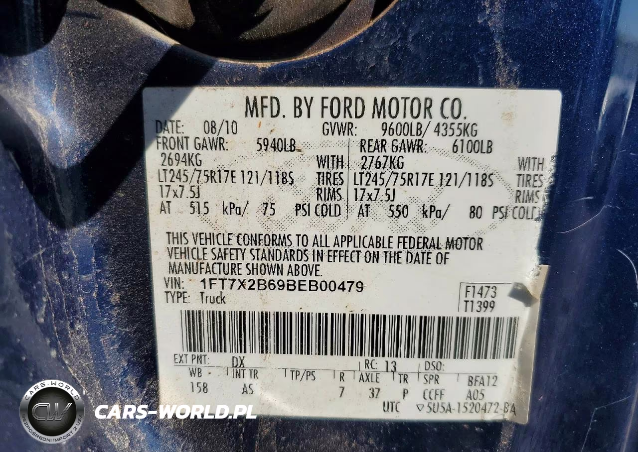 2011 Ford F250 Super Duty VIN:1FT7X2B69BEB00479 - 12