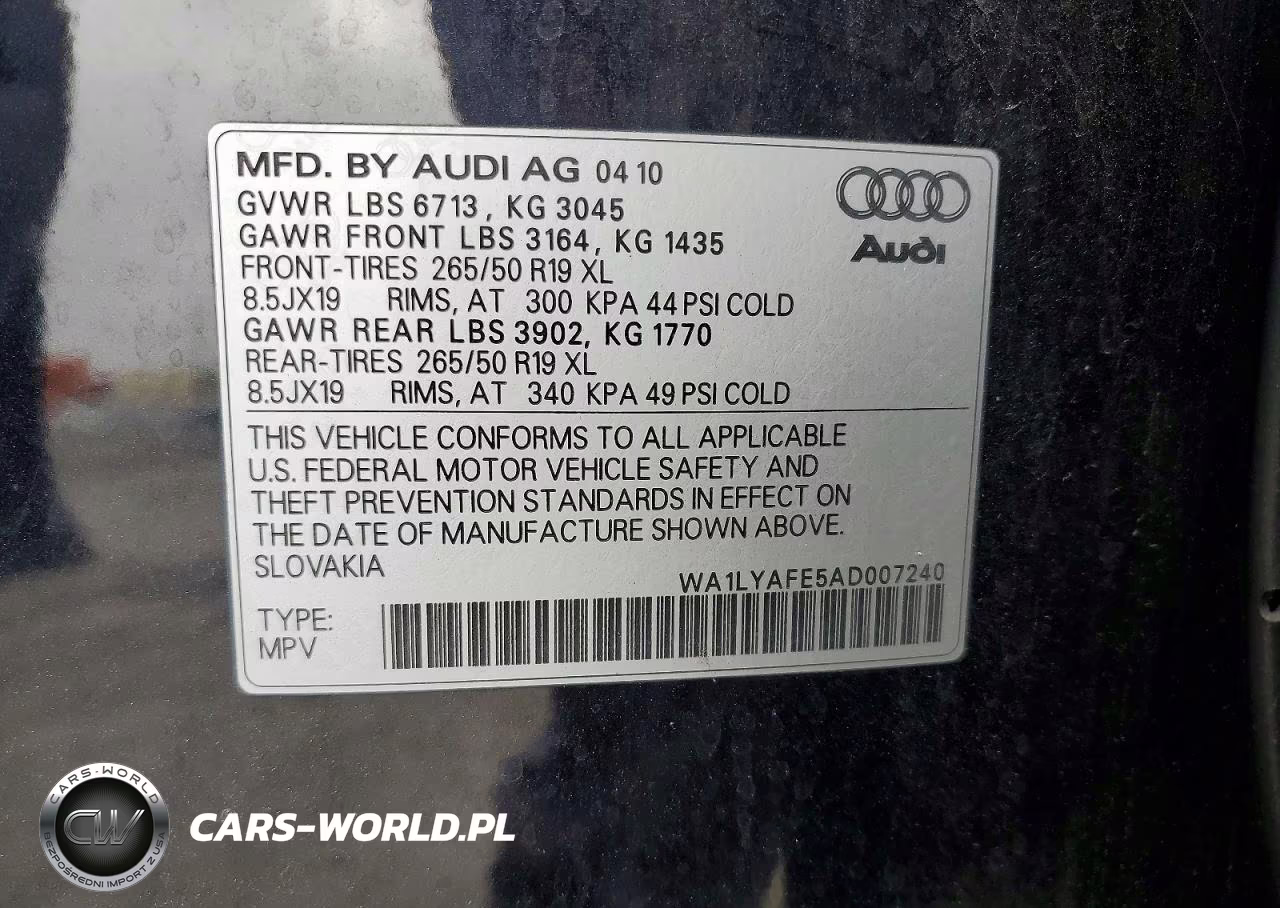 2010 Audi Q7 Premium Plus VIN:WA1LYAFE5AD007240 - 12