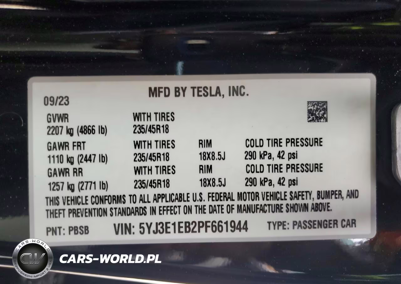 2023 Tesla Model 3 Long Range Dual Motor All-Wheel Drive VIN:5YJ3E1EB2PF661944 - 13