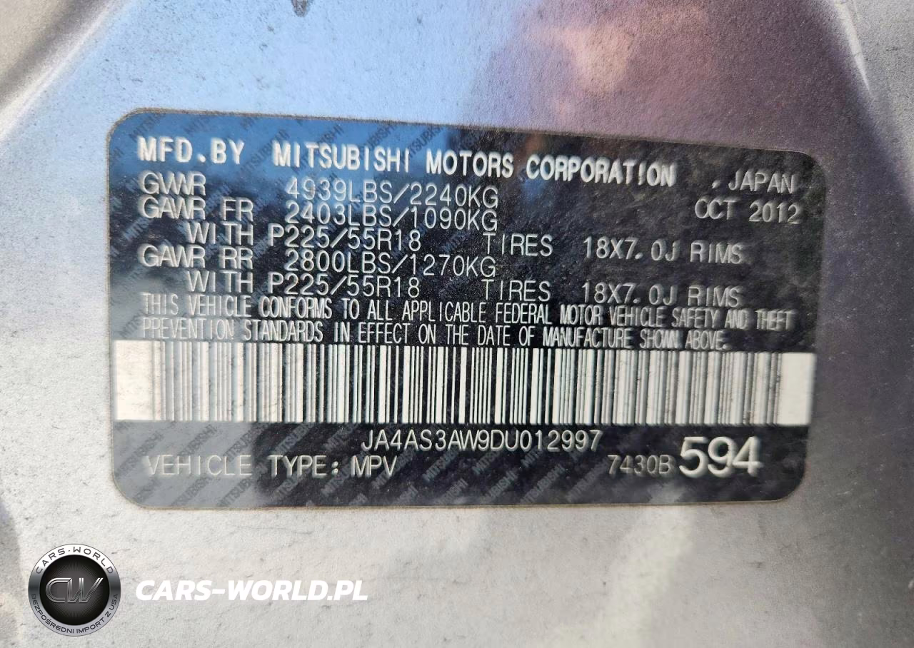2013 Mitsubishi Outlander Se VIN:JA4AS3AW9DU012997 - 13