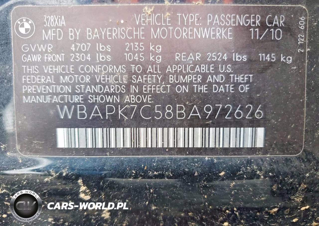 2011 BMW 328 Xi VIN:WBAPK7C58BA972626 - 12
