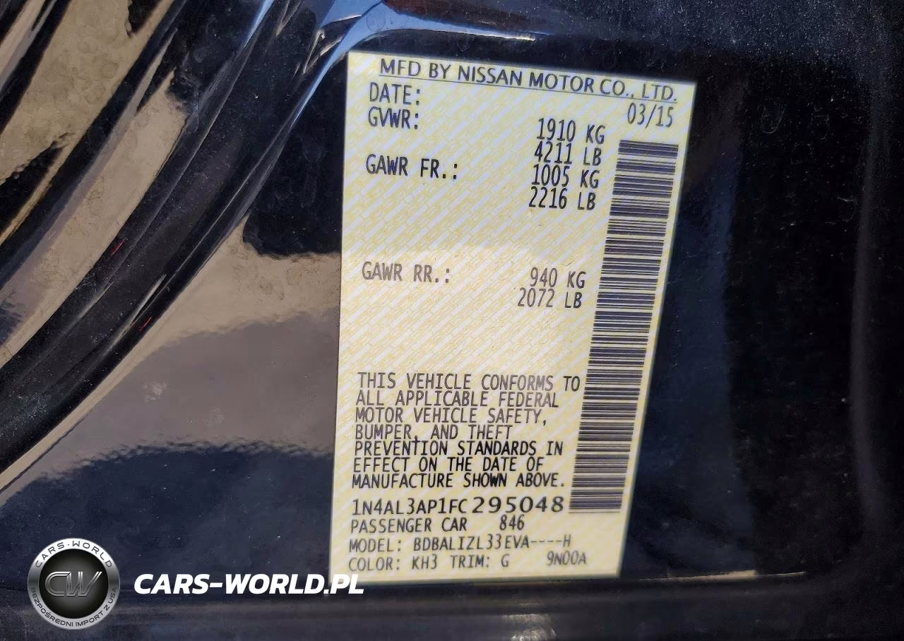 2015 Nissan Altima 2.5 Sv VIN:1N4AL3AP1FC295048 - 12