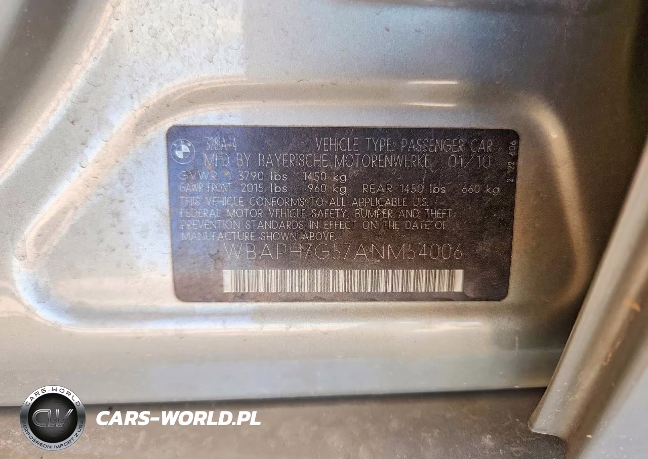 2010 BMW 328 I VIN:WBAPH7G57ANM54006 - 12