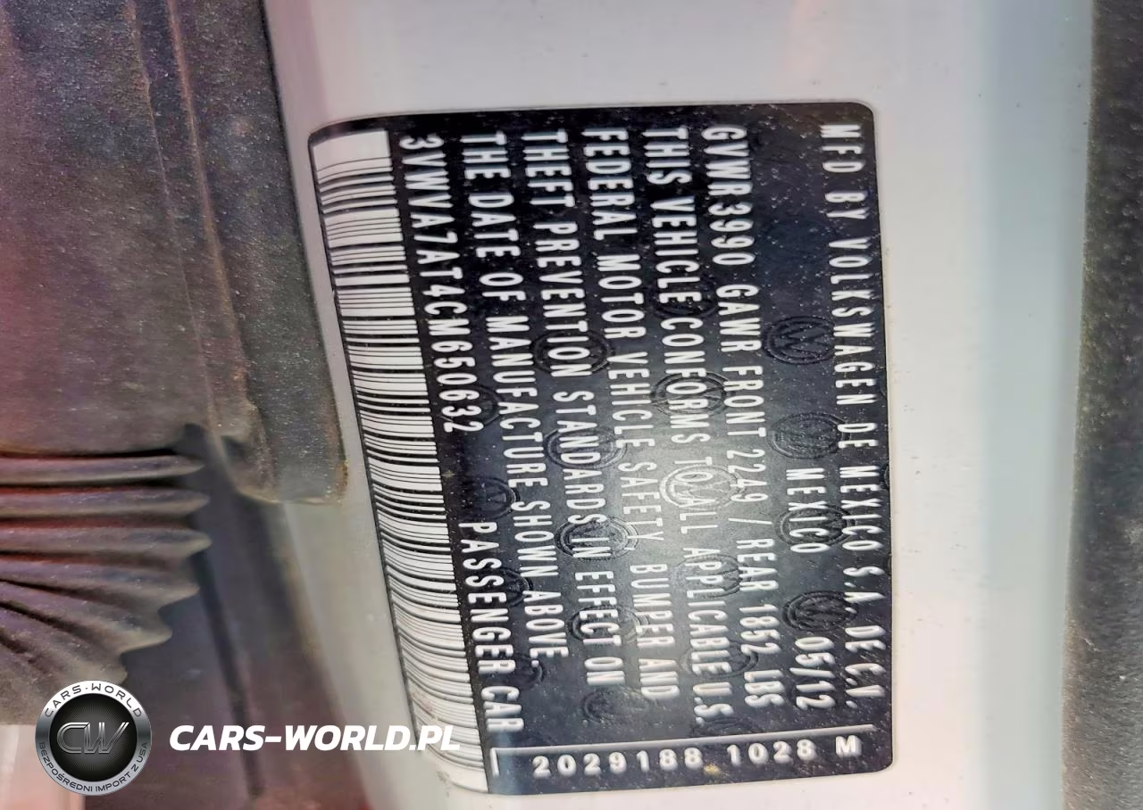 2012 Volkswagen Beetle Turbo VIN:3VWVA7AT4CM650632 - 12