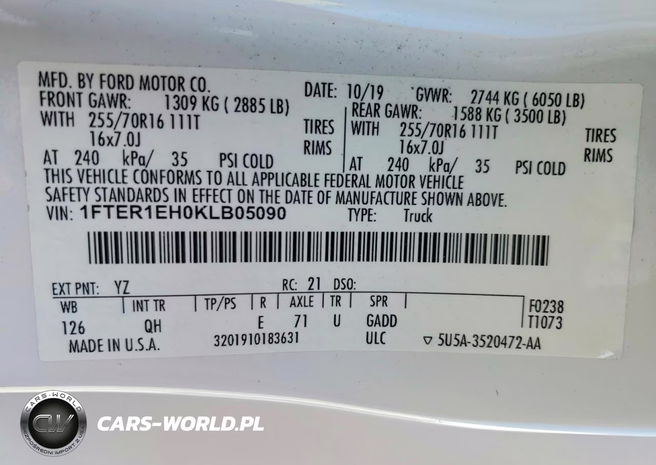 2019 Ford Ranger Xl VIN:1FTER1EH0KLB05090 - 12