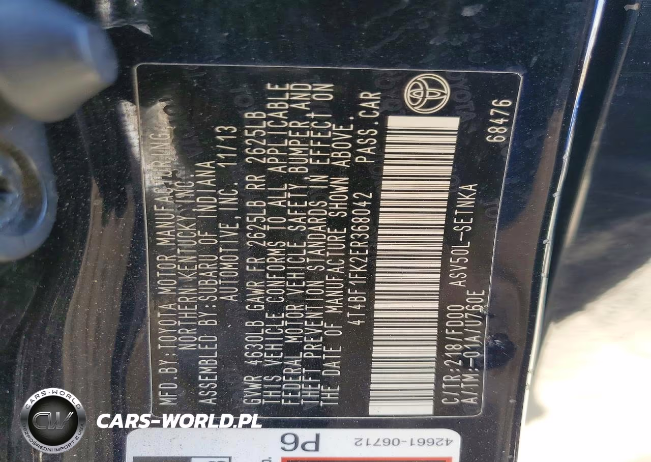 2014 Toyota Camry Le VIN:4T4BF1FK2ER368042 - 12