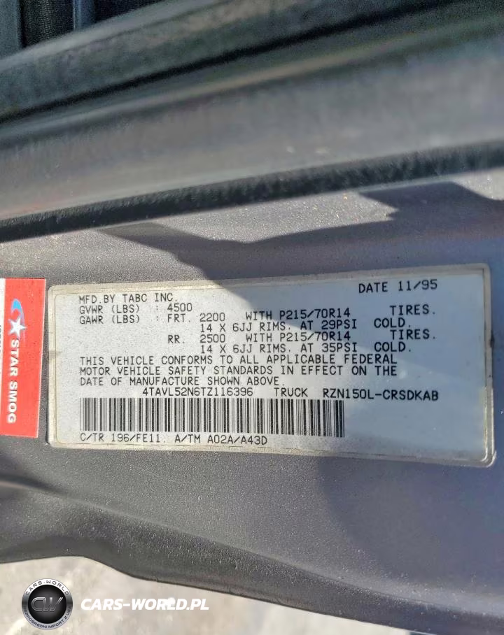 1996 Toyota Tacoma Base VIN:4TAVL52N6TZ116396 - 12