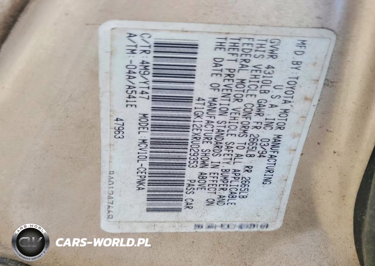 1994 Toyota Camry Le V6 VIN:4T1GK12EXRU029353 - 12