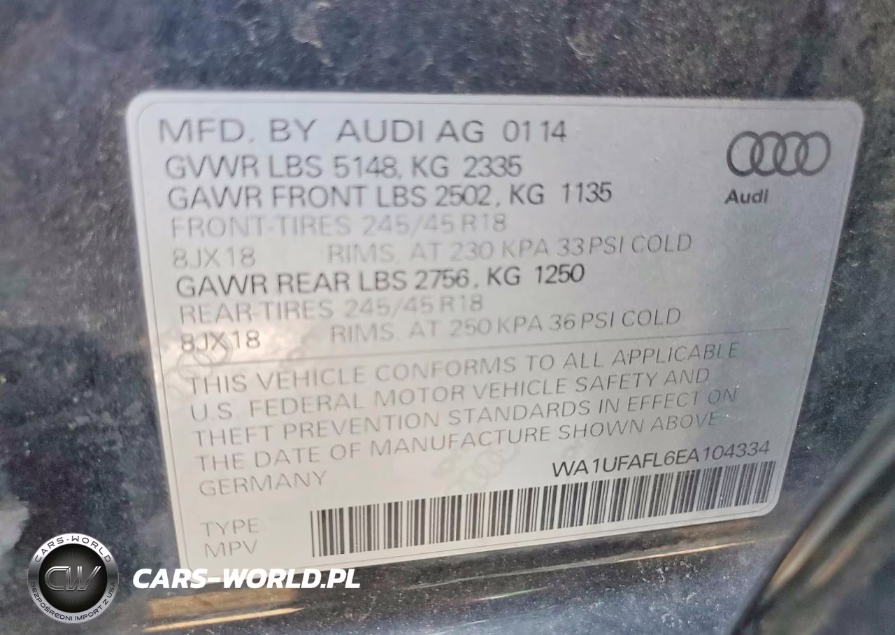 2014 Audi A4 Allroad Premium Plus VIN:WA1UFAFL6EA104334 - 12