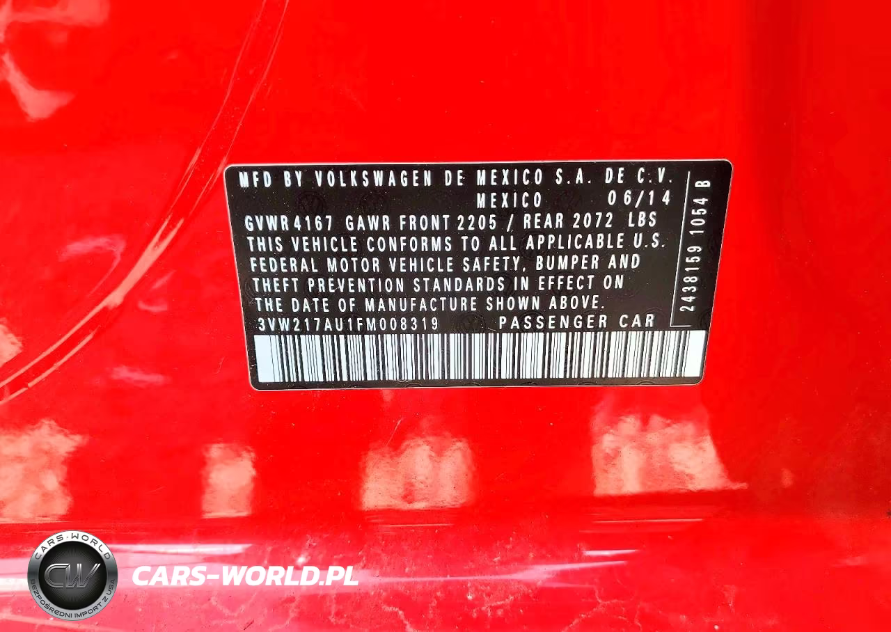2015 Volkswagen Golf VIN:3VW217AU1FM008319 - 13