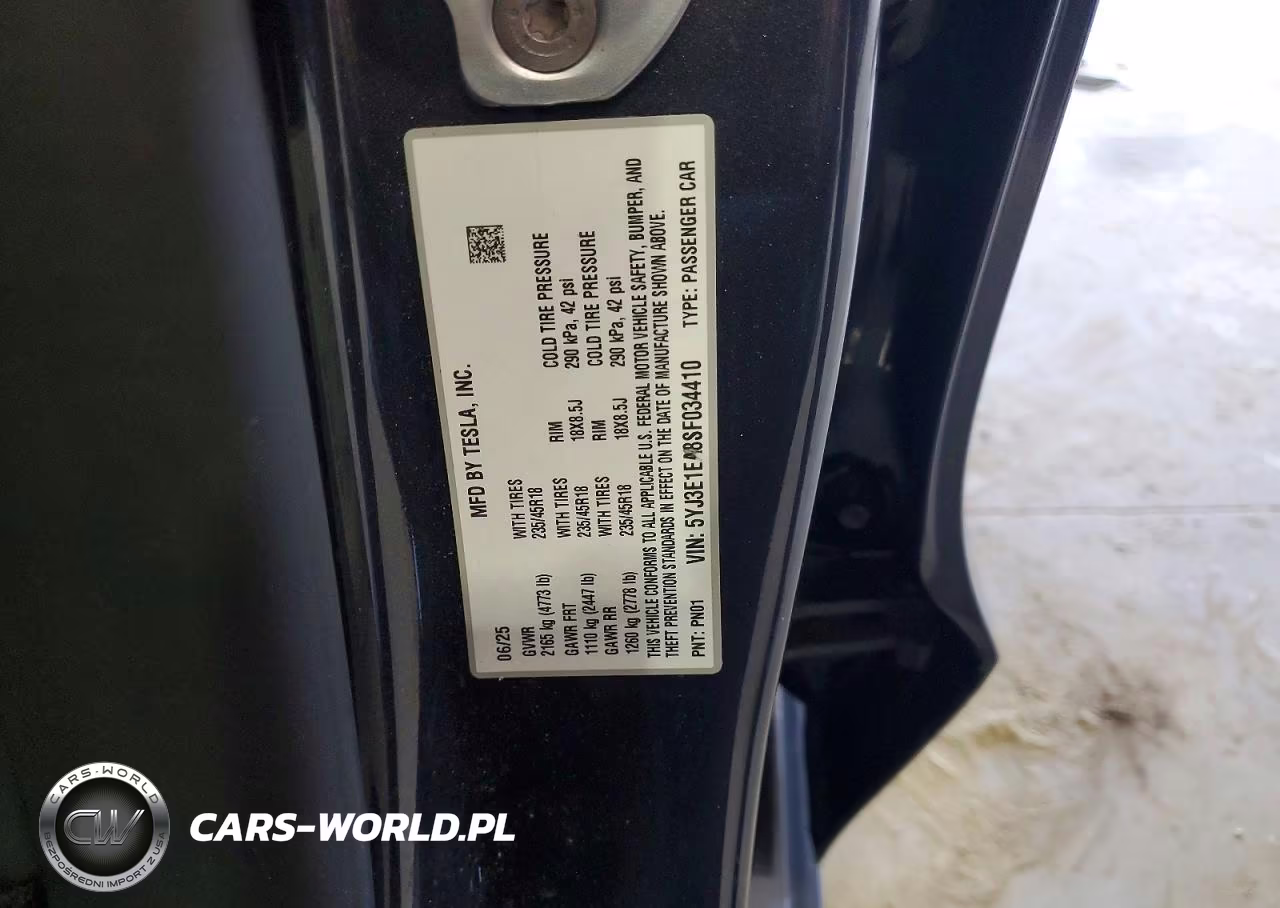 2025 Tesla Model 3 VIN:5YJ3E1EA8SF034410 - 13