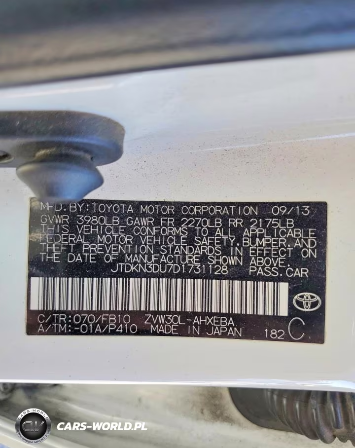 2013 Toyota Prius Two VIN:JTDKN3DU7D1731128 - 12