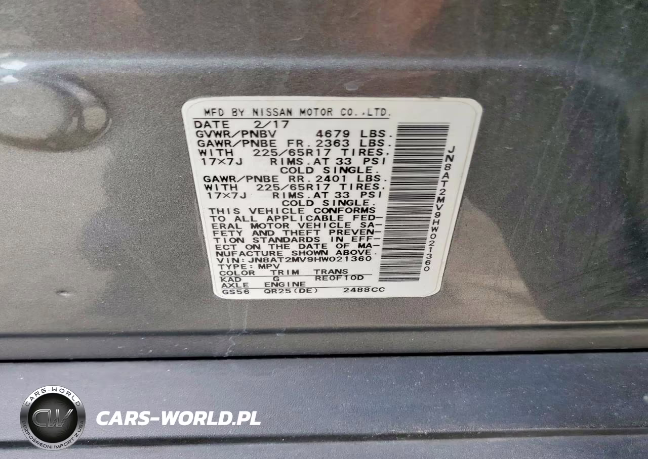2017 Nissan Rogue Sv VIN:JN8AT2MV9HW021360 - 13