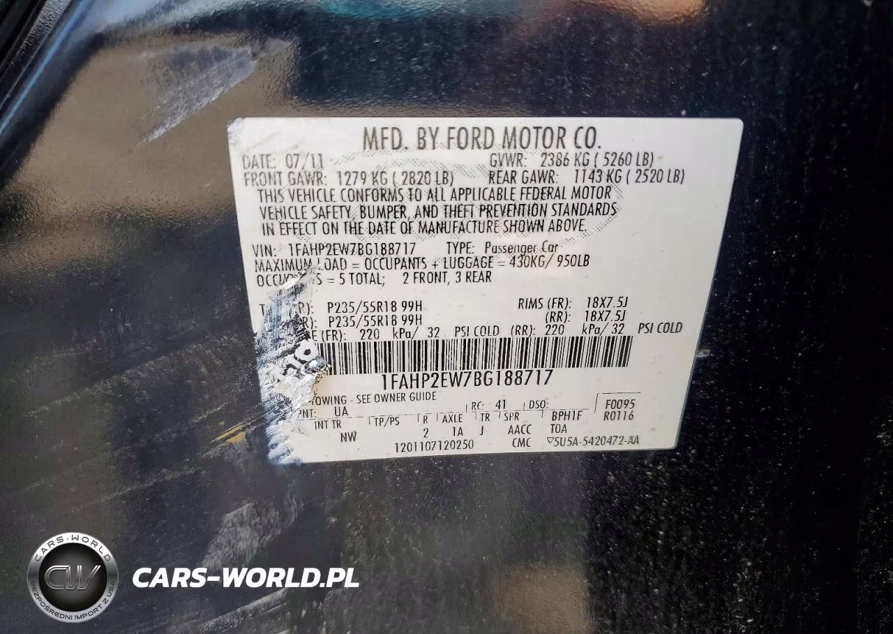2011 Ford Taurus Sel VIN:1FAHP2EW7BG188717 - 12