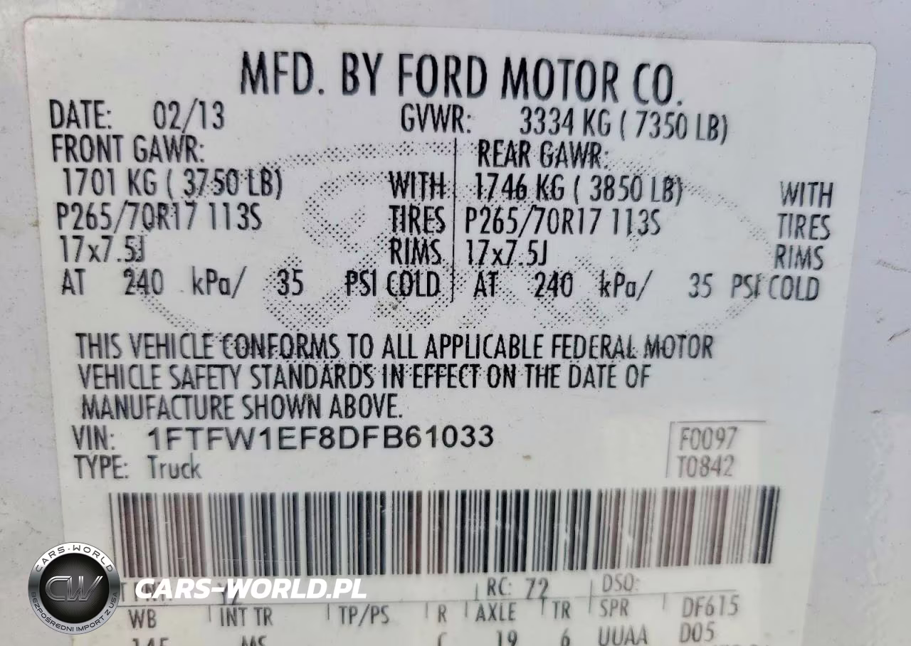 2013 Ford F150 Supercrew VIN:1FTFW1EF8DFB61033 - 12