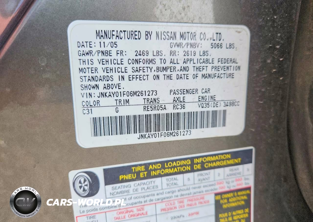 2006 Infiniti M35 Base VIN:JNKAY01F06M261273 - 12