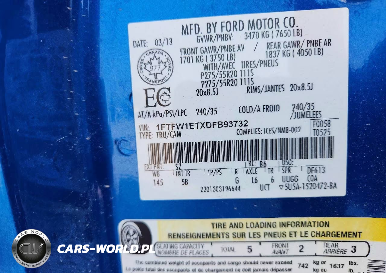 2013 Ford F150 Supercrew VIN:1FTFW1ETXDFB93732 - 13