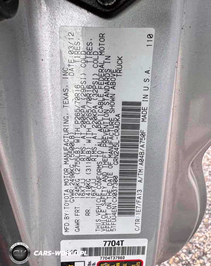 2012 Toyota Tacoma V6 VIN:5TFUU4EN1CX037300 - 10