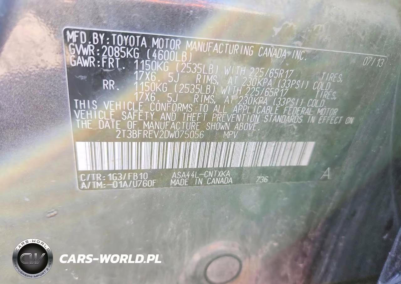 2013 Toyota Rav4 Le VIN:2T3BFREV2DW075056 - 13