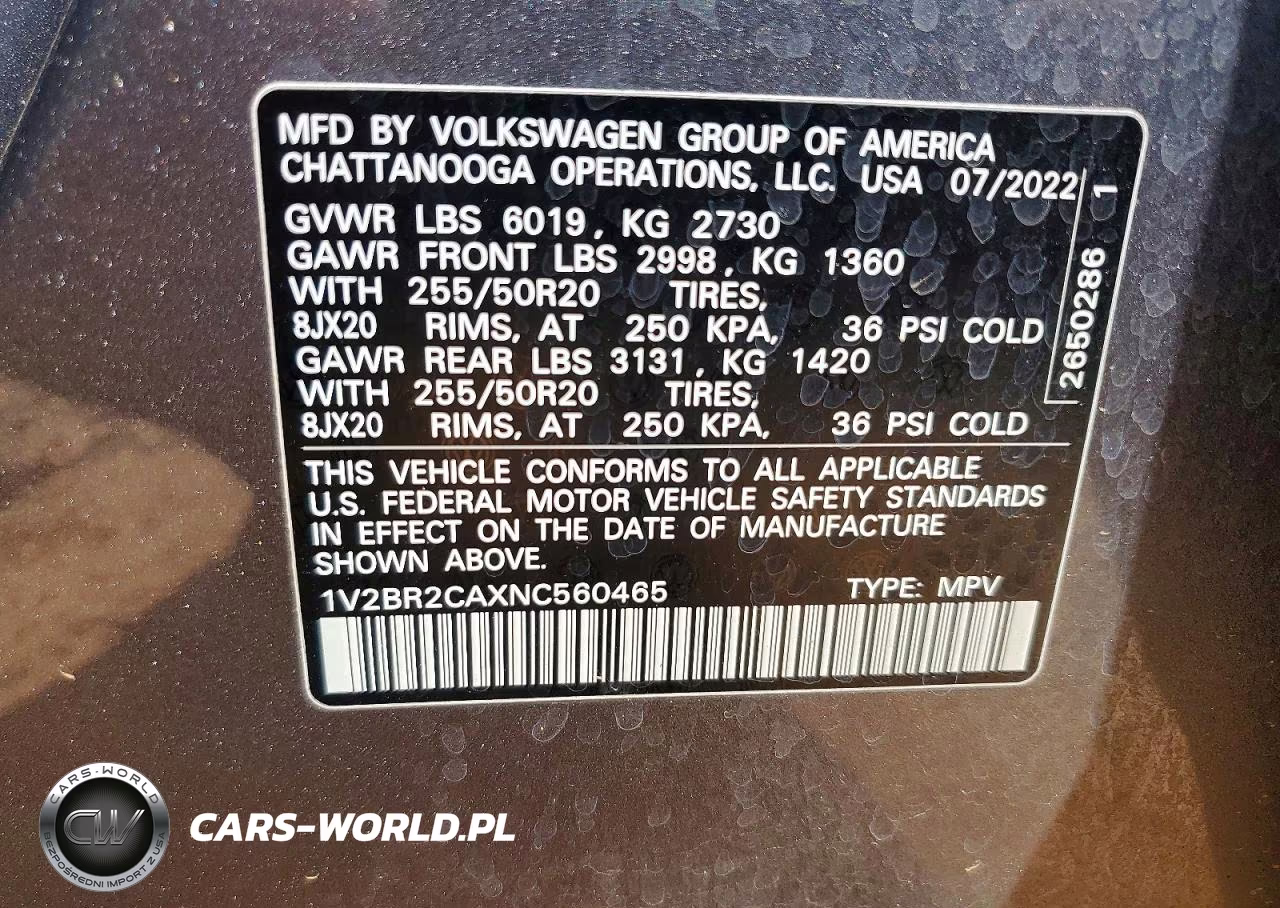 2022 Volkswagen Atlas Sel VIN:1V2BR2CAXNC560465 - 13