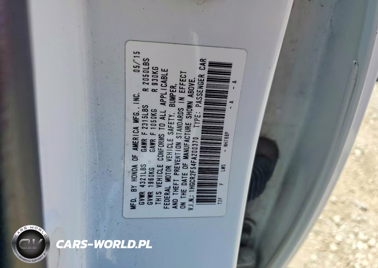 2015 Honda Accord Sport VIN:1HGCR2F54FA200370 - 12