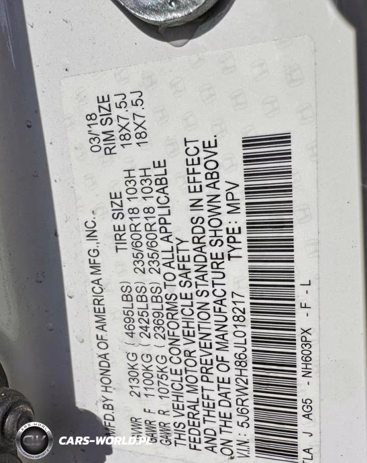 2018 Honda Cr-V Exl VIN:5J6RW2H86JL018217 - 10