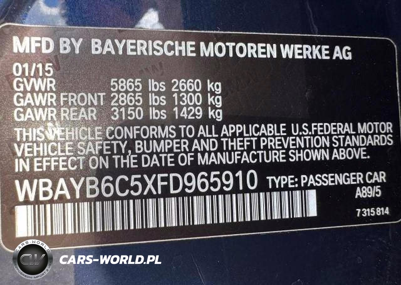 2015 BMW 750 Xi VIN:WBAYB6C5XFD965910 - 15