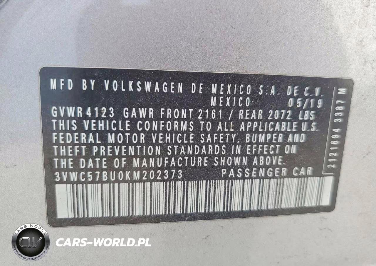 2019 Volkswagen Jetta S VIN:3VWC57BU0KM202373 - 13